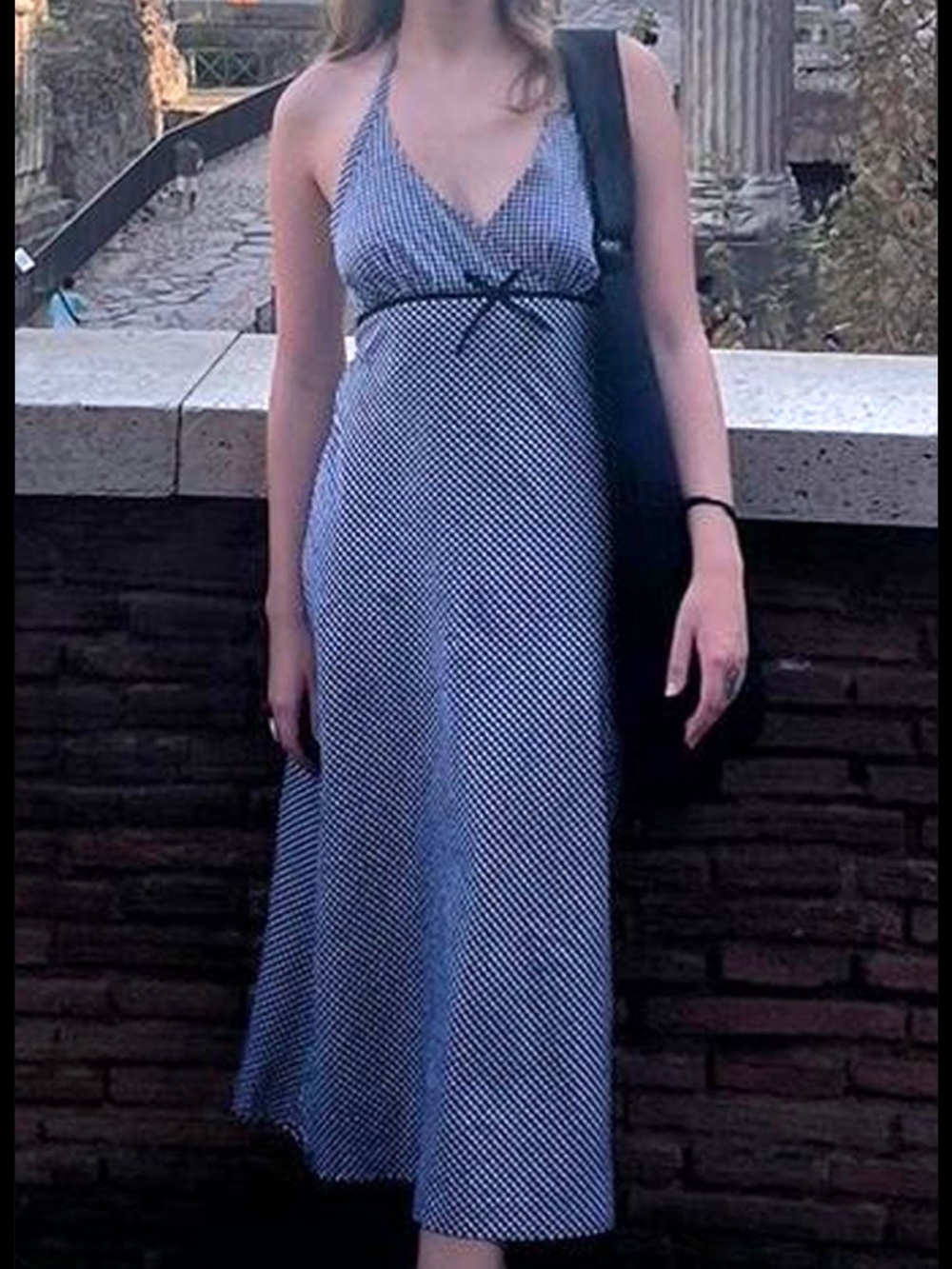 Spaghetti Strap Blue Polka Dot Maxi Dress